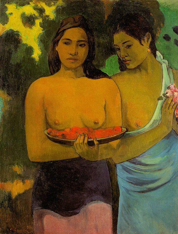 Paul Gauguin Two Tahitian Women with Mango oil painting picture